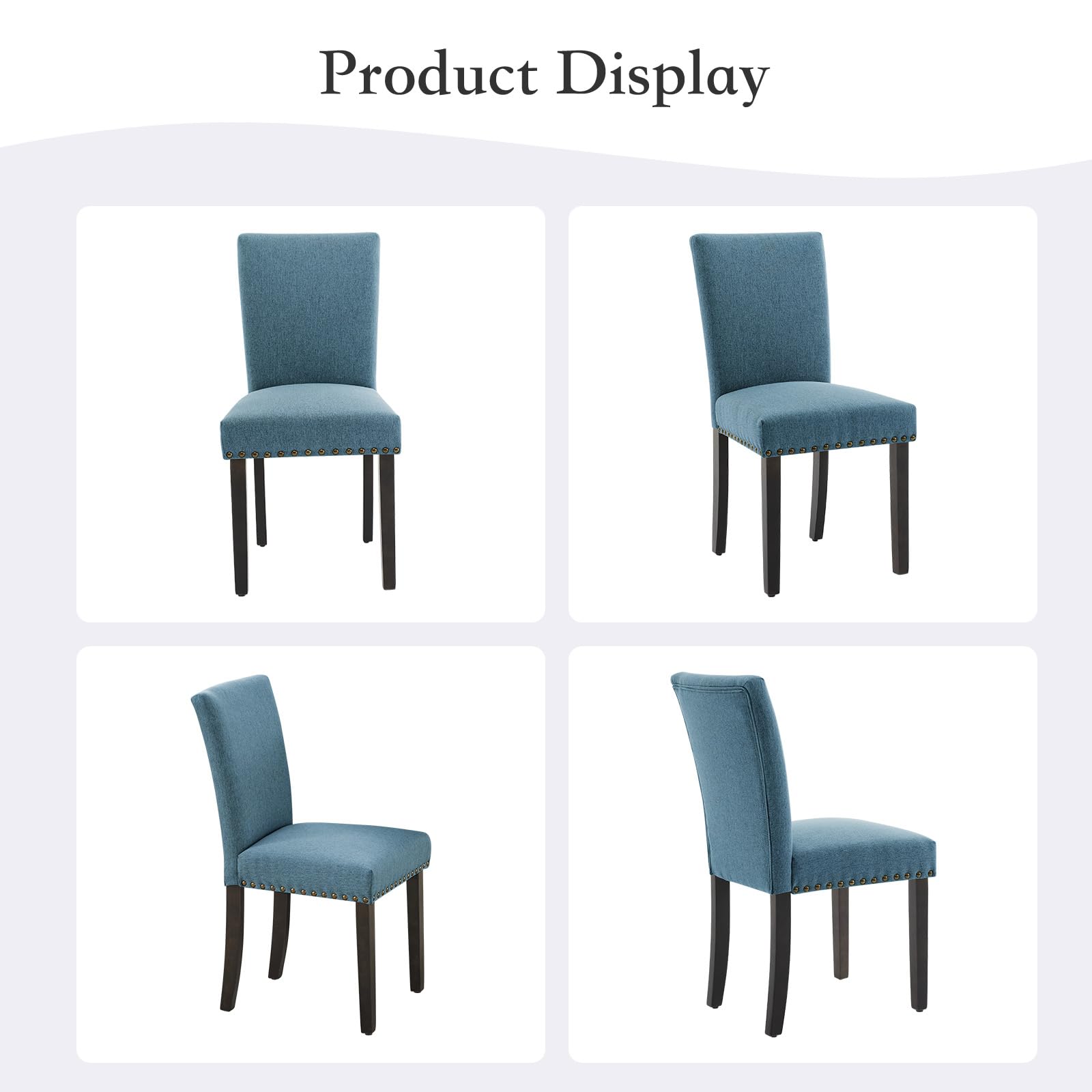Chaises de salle à manger Garvee Parsons, lot de 2, ergonomiques, revêtement en lin, pieds en bois, salon, cuisine, style moderne