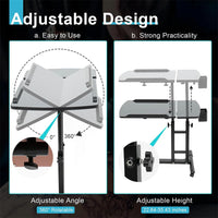 Table de lit mobile Garvee sur roulettes, réglable en hauteur, inclinable, pour ordinateur portable, idéale pour les lits d'hôpital et les lits médicalisés, 60 × 40 × 65-95 cm, noire