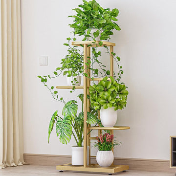 Étagère à plantes Garvee à 4 niveaux, en métal antirouille, pieds réglables, idéale pour balcon et salon, gain de place, noire.