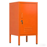 Garvee Table d'appoint métallique moderne avec 2 étagères ajustables, coffre de rangement, salon et chambre, acier, design anti-basculement - Orange