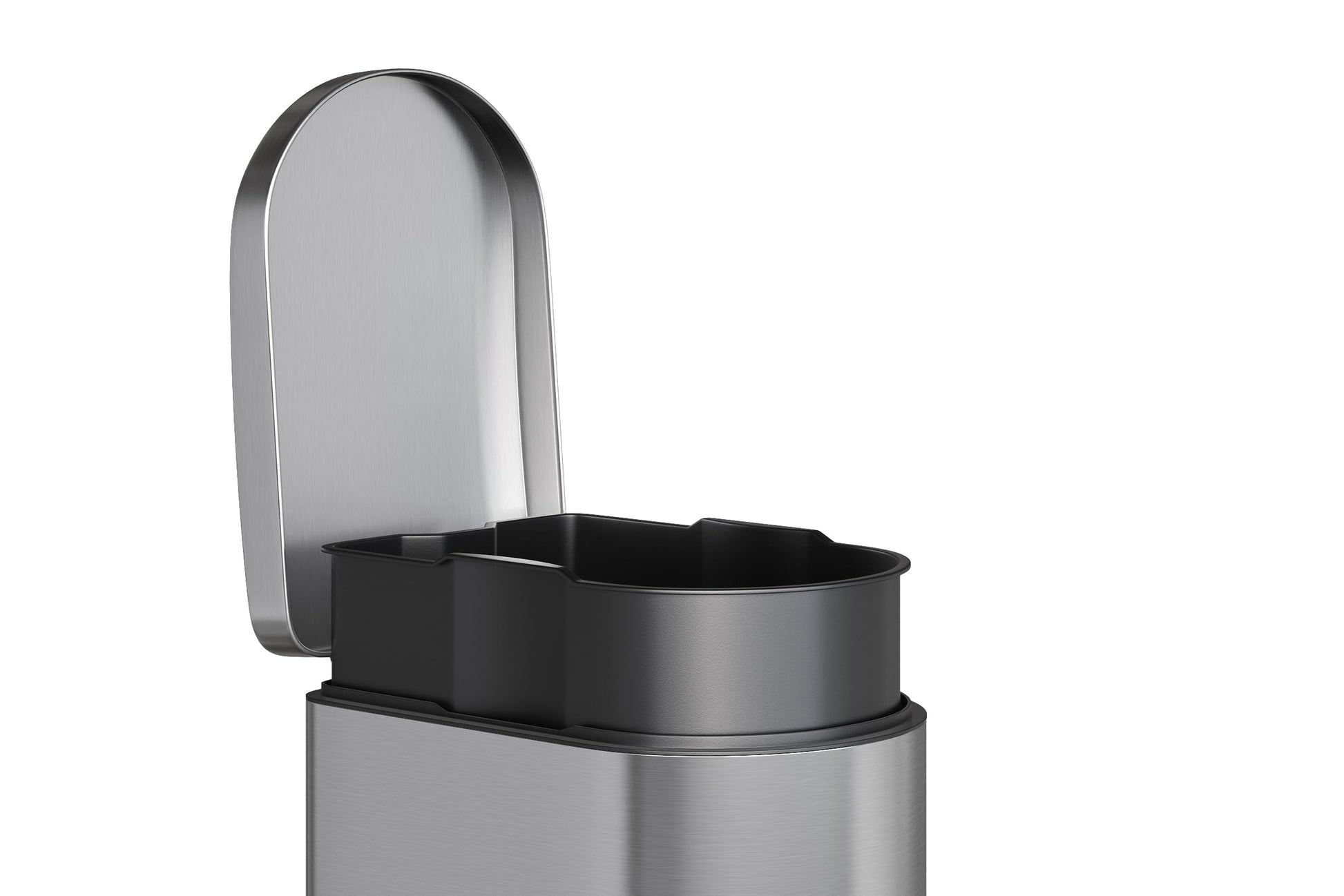 Poubelle de cuisine Garvee 13 gallons en acier inoxydable avec couvercle, fermeture douce, bac intérieur, argentée, compacte pour les petits espaces