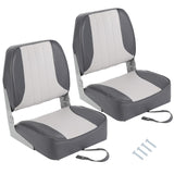 Garvee lot de 2 sièges de bateau pliants à dossier bas, mousse épaisse, aluminium, PVC résistant, gris clair - Gris clair