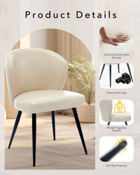 Garvee Ensemble de 2 chaises de salle à manger , ergonomiques, en cuir, pieds en acier, pour la cuisine et la salle à manger, hauteur d'assise de 59 cm (23,2 po), couleur neutre