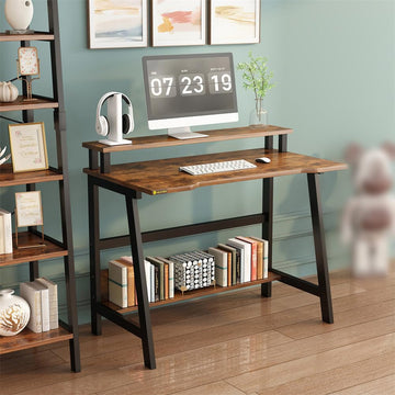 Bureau d'ordinateur Garvee avec étagères pour bureau à domicile et petits espaces 80x50x87cm Noir