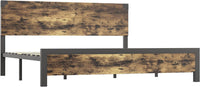 Garvee Cadre de lit Queen avec tête de lit en bois, silencieux, pieds en métal, lit plateforme avec rangement, marron rustique, chambre à coucher