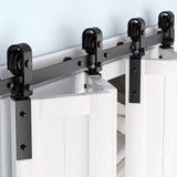Ensemble de quincaillerie pour porte coulissante pliante Garvee 72 po, capacité de charge de 400 lb, roulements à billes silencieux, acier, gain de place, 4 portes, pour usage résidentiel et agricole