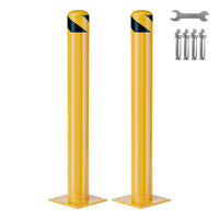 Boules de sécurité en acier renforcé Garvee, 107 cm (42 pouces), diamètre 11,4 cm (4,5 pouces), poteaux amovibles pour entrepôt et parking, bande réfléchissante, boulons d'ancrage, robustes et résistantes aux intempéries