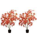 Garvee Ensemble de 2 pièces : érable artificiel de 1,20 m avec feuilles d'automne et pot de plantation, idéal pour la décoration et les fêtes d'automne (rouge).