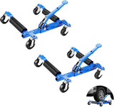 Garvee 2 Pcs Car Wheel Dolly Avec Cric, Acier Durable, Capacité 680 kg, Roulettes 360°, Portable, Pour Réparation Auto, Taille Jusqu'à 30 cm Large, Noir - Bleu