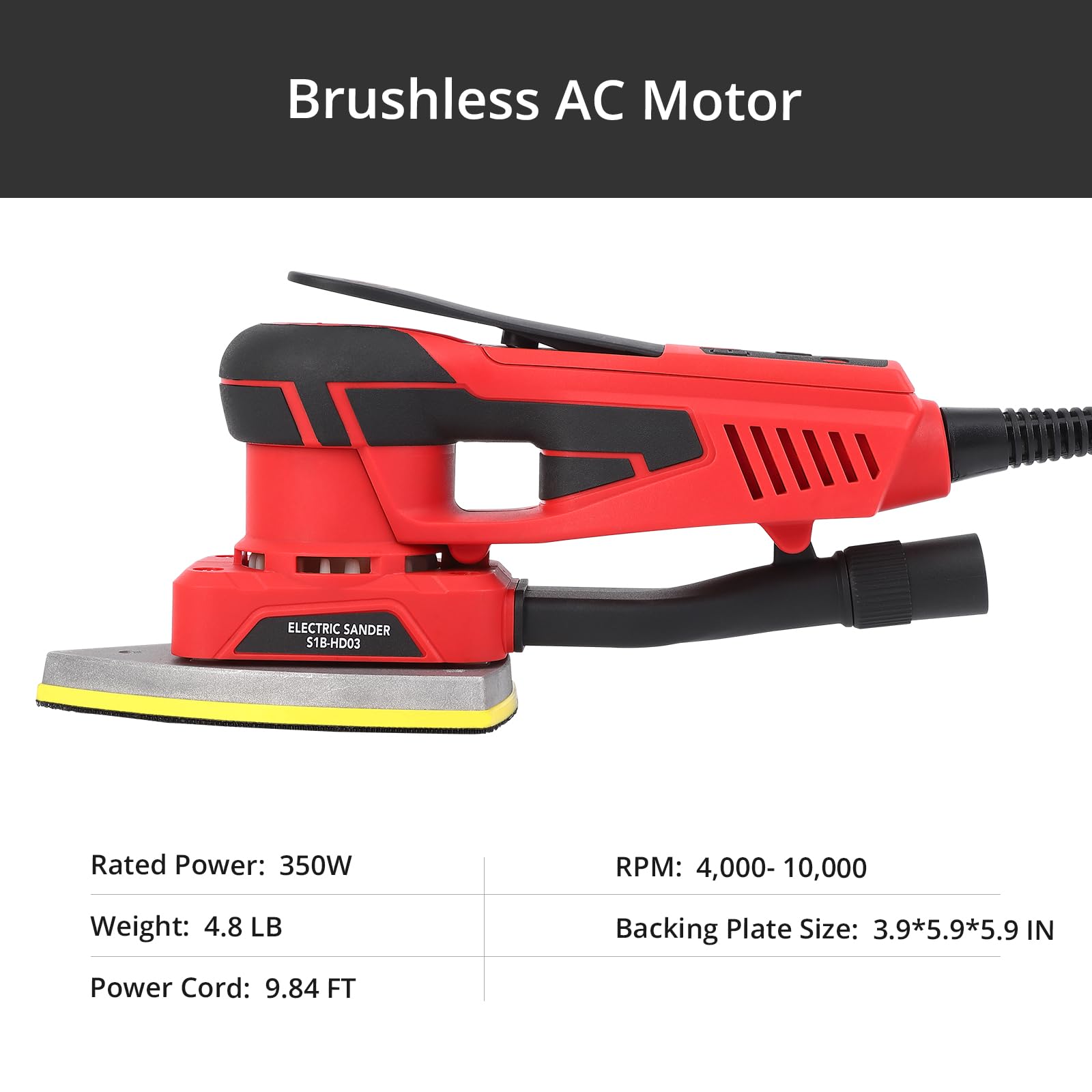 Ponceuse multifonctions Garvee 350 W à moteur sans balais pour le polissage du bois, compacte (2,2 kg).