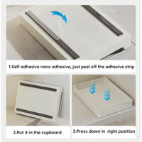 Garvee, tiroir pliable et extensible, organisateur de rangement sous, meuble modulable pour placards de cuisine, 43 × 25 × 18 cm, métal, installation sans perçage, blanc