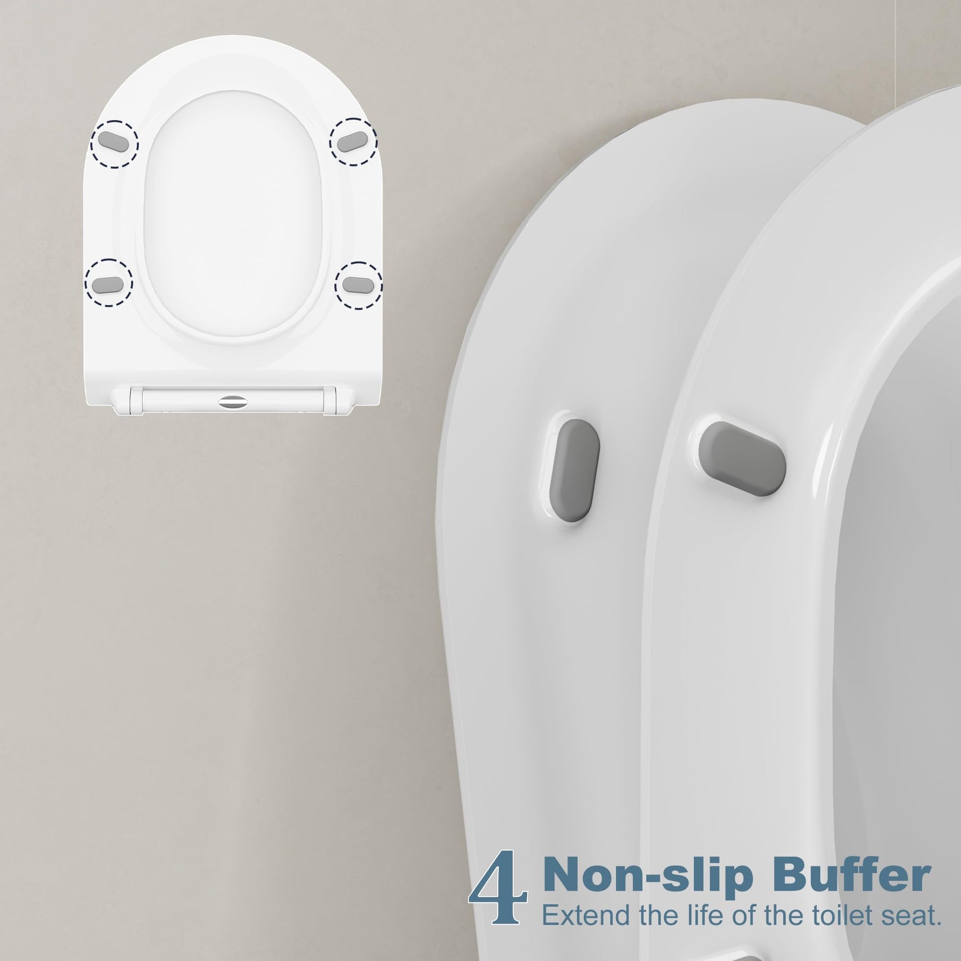 Garvee Abattant WC forme D blanc, UF Duroplast, fermeture douce automatique, déclipsage rapide, charnières réglables, salle de bain moderne