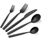 Garvee Lot de Couverts en Acier Inoxydable 30 Pièces, résistant à la Corrosion, Finition Mate, pour Dîner en Famille, Noir
