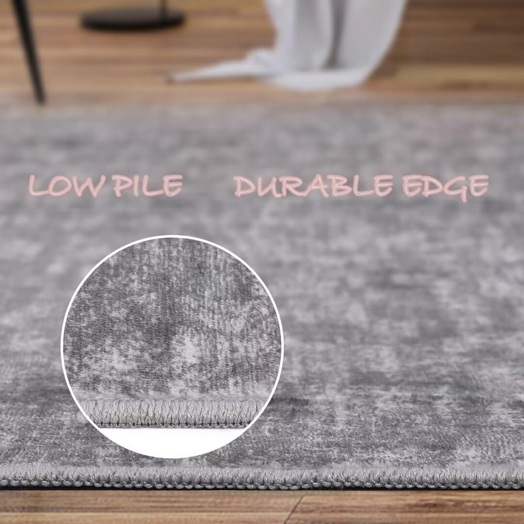 Tapis de salon Garvee, doux, lavable en machine, antidérapant, gris moderne, 80 x 150 cm