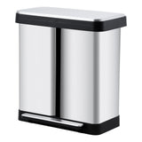 Poubelle de cuisine Garvee 2 x 36 L avec système de tri des déchets, en acier inoxydable, à pédale, double compartiment, sans contact et silencieuse, couleur argent.