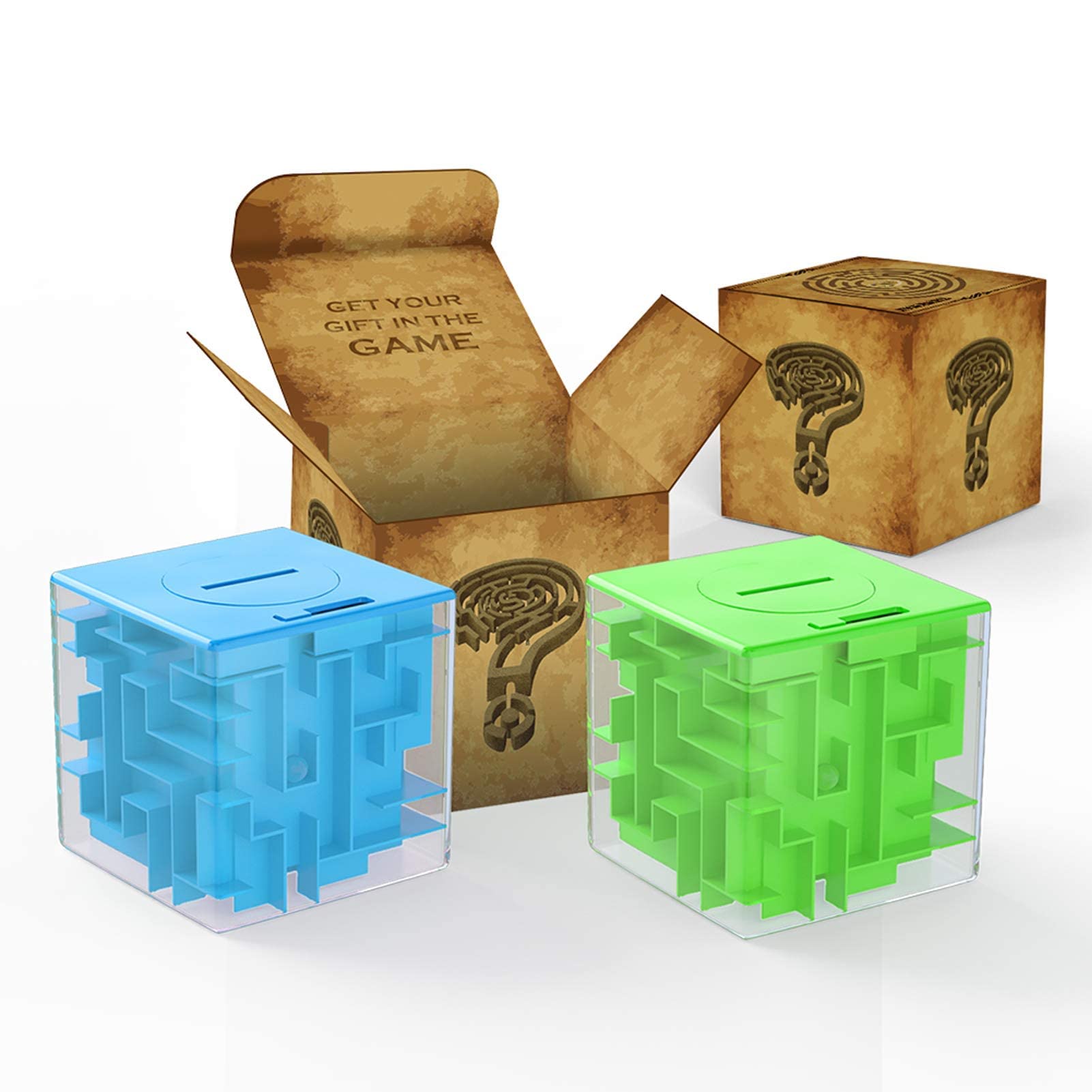 Coffret puzzle labyrinthe Garvee Money Maze, 2 pièces, en plastique, bleu et vert, pour enfants et adultes, maison et bureau