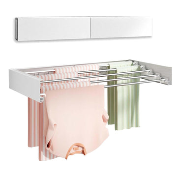 Étendoir mural pliable Garvee avec 5 barres en aluminium, 80 cm de large, blanc, pour salle de bain et buanderie, gain de place