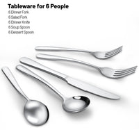 Garvee Set Posate Acciaio Inox 30 pièces pour 6 personnes, ensemble de couverts en acier inoxydable, design élégant, robuste, cuisine et table, argent