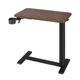 Garvee table de lit réglable en hauteur avec roulettes cachées, plateau 71 × 41 cm effet noyer, bureau mobile - Bois de noyer