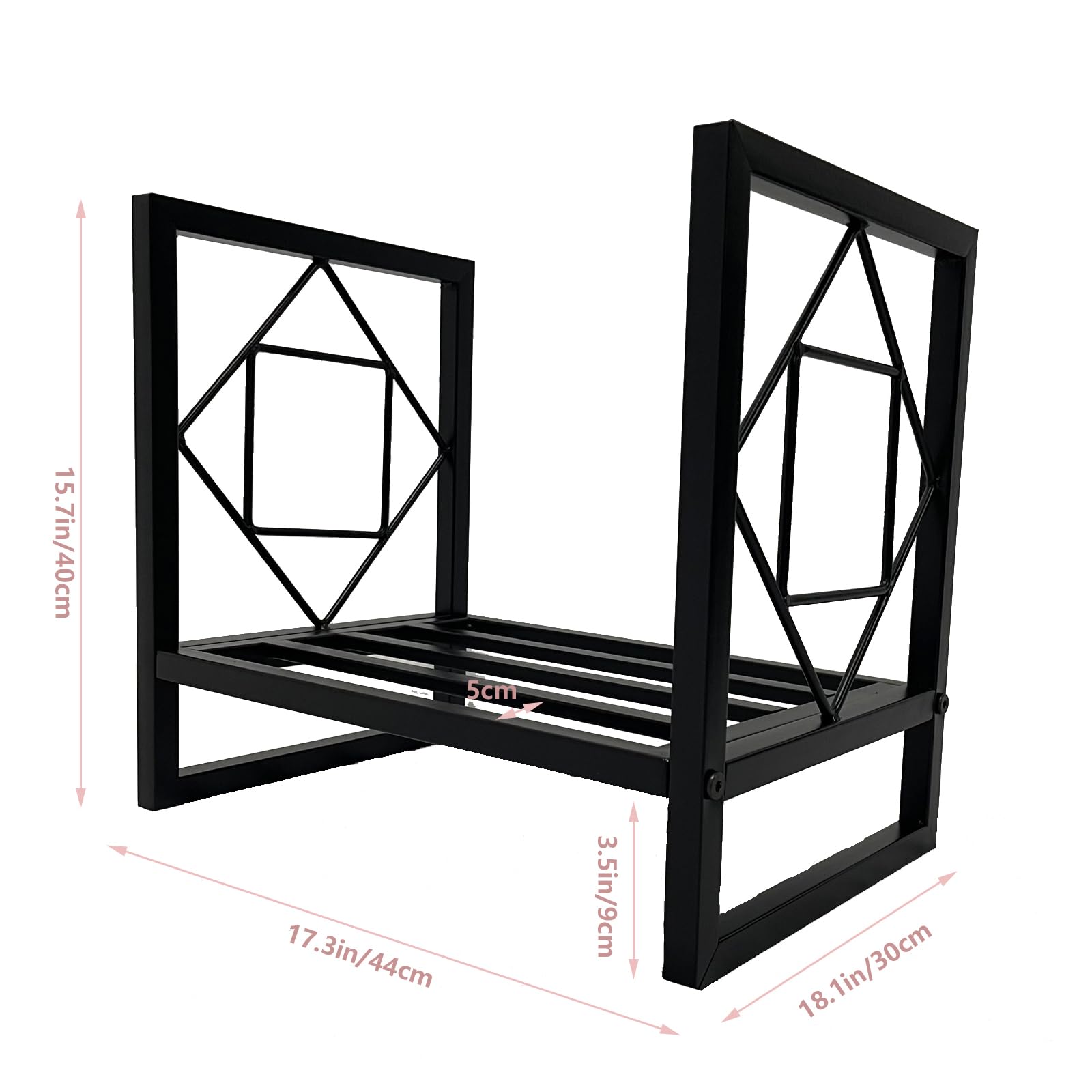 Garvee Petit Porte-bûches en métal noir, compact, pour cheminée et terrasse, intérieur et extérieur