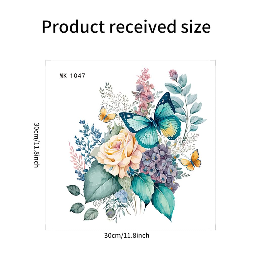 Autocollants pour siège de toilette Garvee avec fleurs et papillons, auto-adhésifs, en PVC imperméable, pour la décoration de salle de bain