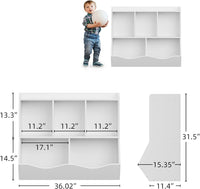 Bibliothèque pour enfants Garvee avec 3 compartiments ouverts et 2 boîtes basculantes, idéale pour la chambre et la salle de jeux. En bois naturel, 36 x 11 x 31 cm.