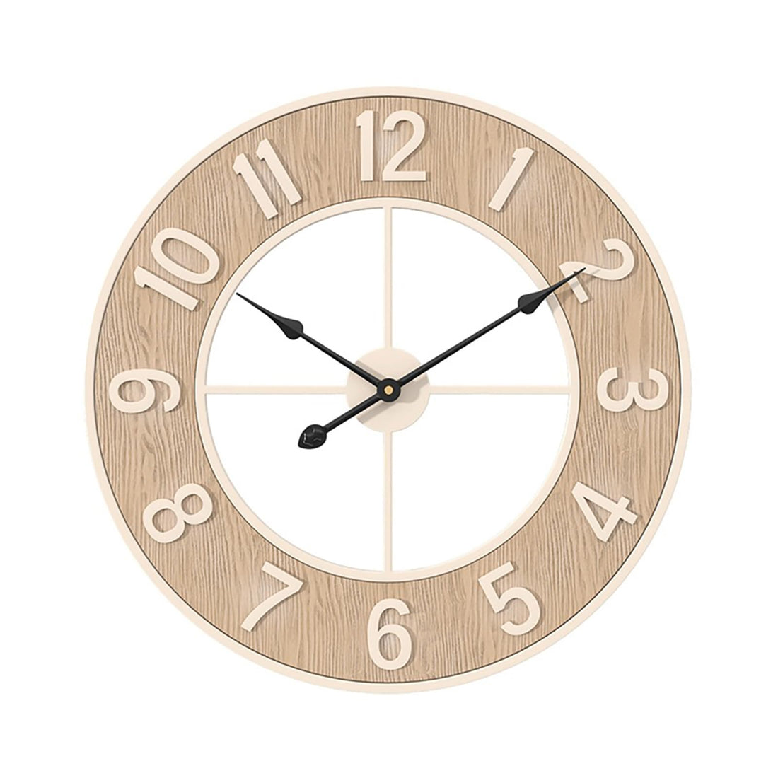Horloge murale silencieuse GARVEE grand format 60 cm, style moderne imitation bois, résistante aux intempéries, idéale pour la cuisine, le salon, le bureau ou le bar.