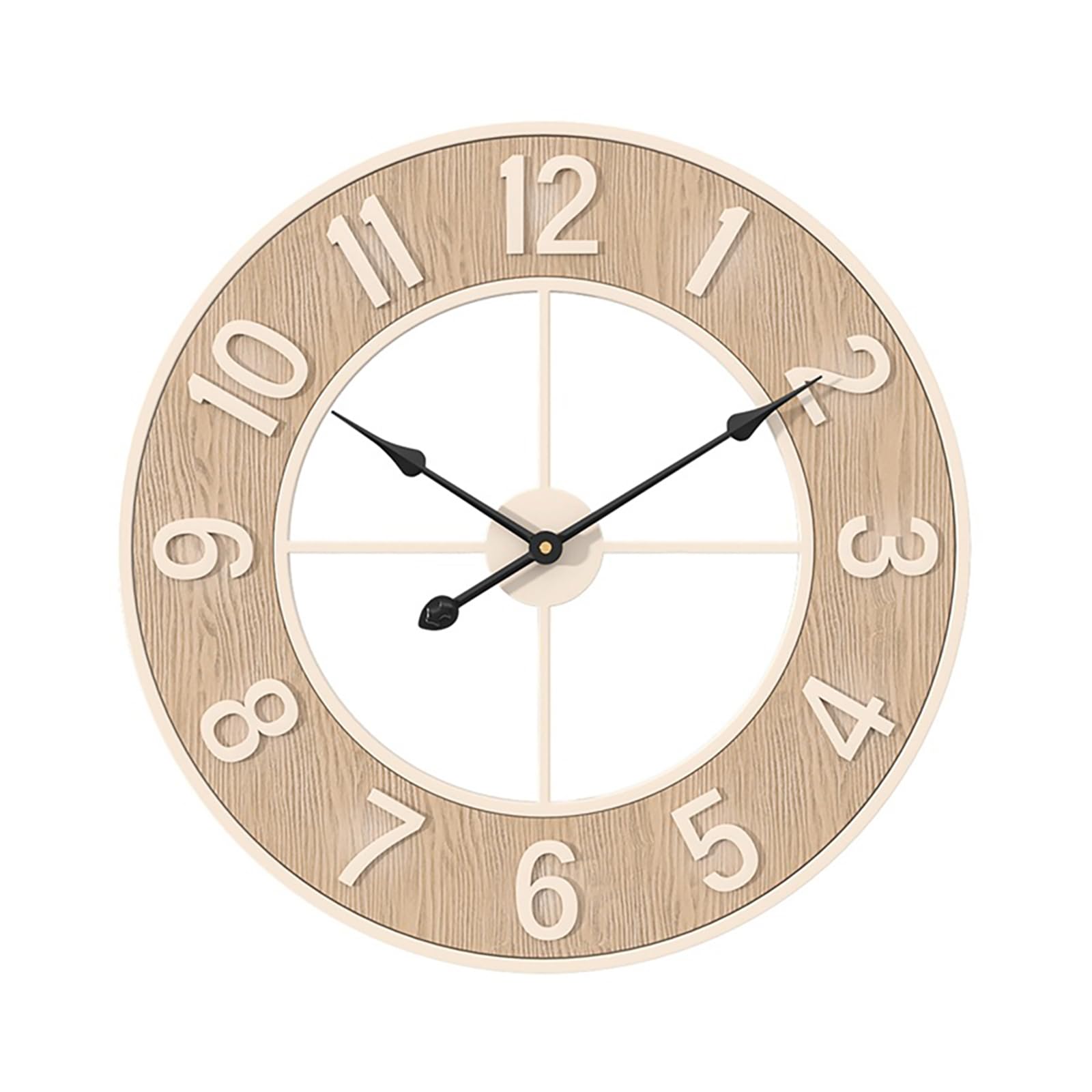 Horloge murale silencieuse GARVEE grand format 60 cm, style moderne imitation bois, résistante aux intempéries, idéale pour la cuisine, le salon, le bureau ou le bar.
