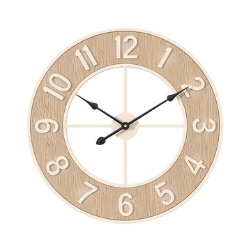 Horloge murale silencieuse GARVEE grand format 60 cm, style moderne imitation bois, résistante aux intempéries, idéale pour la cuisine, le salon, le bureau ou le bar.