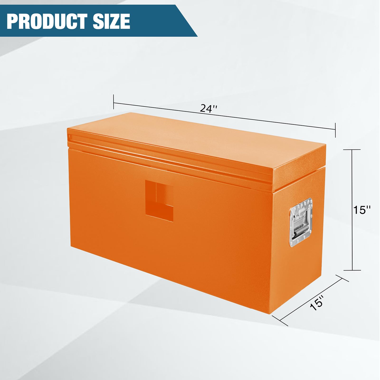 Garvee Coffre à Outils HHF 38 × 38 × 61 cm, Accès Rapide, Couvercle Rainuré, Étanche, pour Benne de Camion, Orange