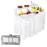 Table glacière pliable Garvee avec système d'évacuation, bac à glaçons à deux niveaux, portable pour les fêtes et le camping, 103 x 56 x 100 cm, en PEHD