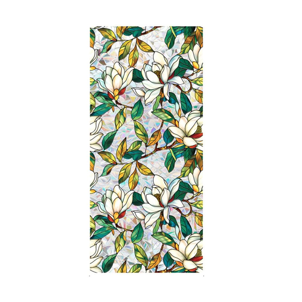 Film adhésif statique Garvee pour fenêtres, motif végétal, gravure 3D, protection solaire, électrostatique, réutilisable, 45 x 100 cm, salon et cuisine
