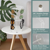 Garvee Présentoir à lunettes de soleil en acrylique transparent à double niveau, rotatif à 360°, pour bijoux et lunettes de table