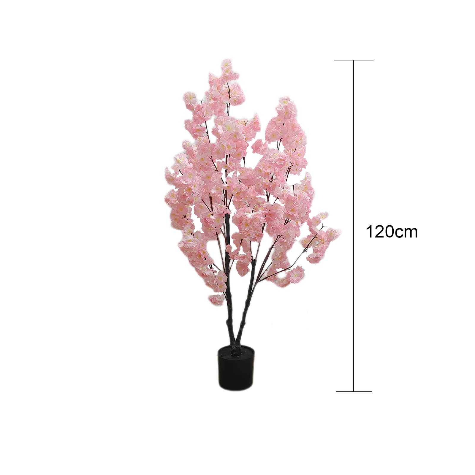 Cerisier artificiel Garvee de 1,20 m avec tiges ajustables et pot en plastique pour l'intérieur et les mariages, entretien facile, fleurs réalistes
