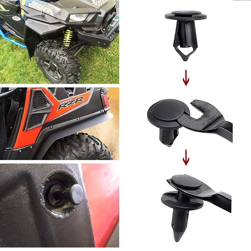 Rivets de fixation Garvee, clips de carrosserie pour VTT/SSV, goupilles à pression, 120 pièces, plastique robuste pour véhicules tout-terrain Polaris RZR Ranger, Suzuki King Quad