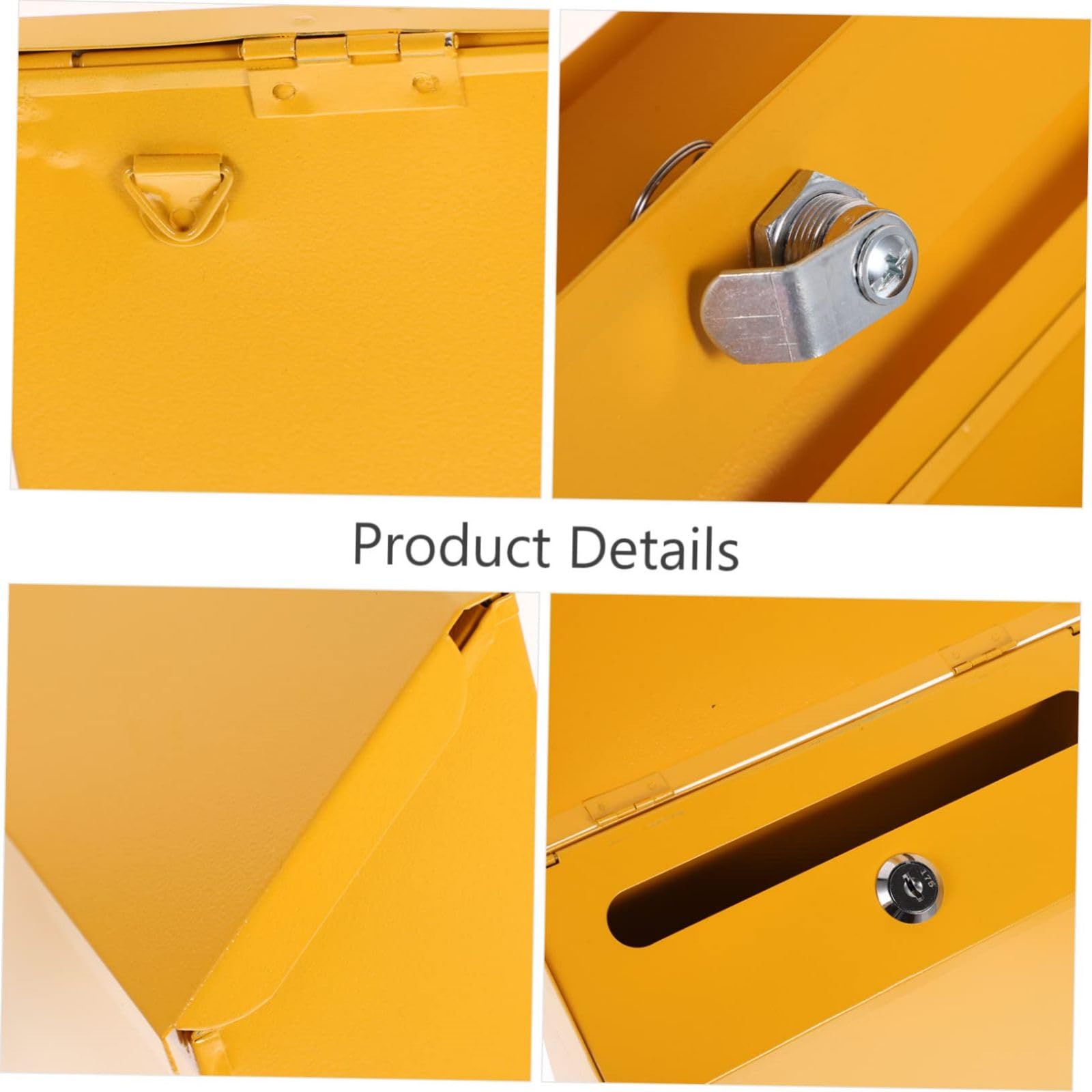 Boîte aux lettres Garvee avec serrure à clé, en métal, murale, pour porte d'entrée, bureau, extérieur, 21,5 x 6 x 29 cm, jaune