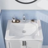 Garvee Lavabo encastré 53 × 46 cm en céramique blanche avec trop-plein pour salles de bain compactes, étagère étendue, installation facile - Blanc