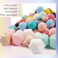Kit de 100 perles en silicone Garvee pour la création de bijoux : formes rondes et à facettes colorées, polyvalentes, robustes et faites main.