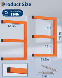Étagère de rangement Garvee pour bois, acier robuste, 3 niveaux, capacité de 272 kg, fixation murale, orange, pour atelier et garage