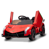 Garvee Voiture Électrique Lamborghini pour Enfants 12 V, Portes Ciseaux, Éclairage LED, Plastique PP, MP3 et Siège Spacieux, pour Enfants de 3 à 6 Ans, Rouge - Rouge