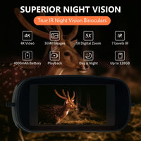 Jumelles infrarouges Garvee 4K 36MP pour le camping et la chasse, écran 3 pouces, noires