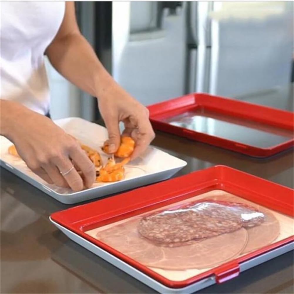 Plateau alimentaire réutilisable Garvee, en plastique Ermetico sans BPA, vert, pour réfrigérateur et pique-nique, empilable et pratique