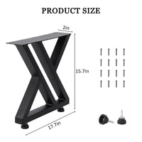 Pieds de table en métal Garvee 40 x 45 cm (15,7 x 17,7 po), robustes, en fer forgé, réglables, pour tables de salle à manger et de jardin, noirs.