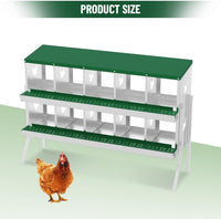 Garvee pondoir pour poules à 10 compartiments avec support métallique, acier galvanisé de 0,7 mm, collecte automatique des œufs, idéal pour poulaillers, fermes et jardins, vert