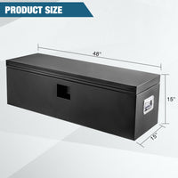 Garvee Coffre à Outils en Fer HHF pour Camion, Couvercle Rainuré avec Double Vérin Hydraulique, 38 × 38 × 122 cm, Serrure Sécurisée, Noir