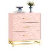 Garvee commode en bois avec 3 tiroirs, espace de rangement, MDF rose, anti-poussière, salon, chambre, entrée, compacte - rose