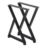 Garvee Pieds de table en métal noir forme X, hauteur 71 cm, support jusqu’à 400 kg, patins réglables, pour bureau, table et mobilier maison - Noir-C