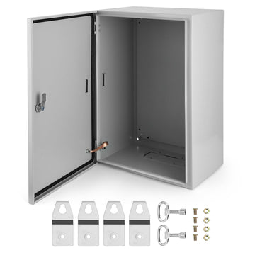 Boîte électrique extérieure Garvee 20x12x10" NEMA 4X en acier IP66 étanche à l'eau et à la poussière, avec plaque de montage et support mural pour une utilisation intérieure et extérieure