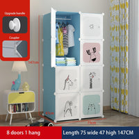 Garvee Organisateur de garde-robe modulaire pour enfants, 8 cubes, à monter soi-même, bleu, 75 x 47 x 147 cm, pour chambre et couloir, gain de place, polyvalent
