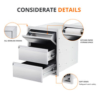 Cuisine d'extérieur Garvee en acier inoxydable – Station de grillades à 3 niveaux pour jardin et terrasse, construction robuste, idéale pour les amateurs de plein air